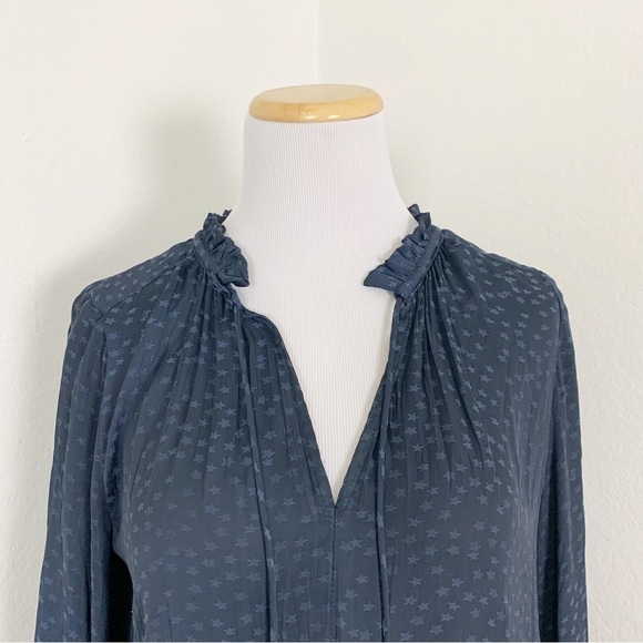 Anthropologie Current Air Star Print tiered Mini Dress Size XS Navy Blue - Picture 14 of 14